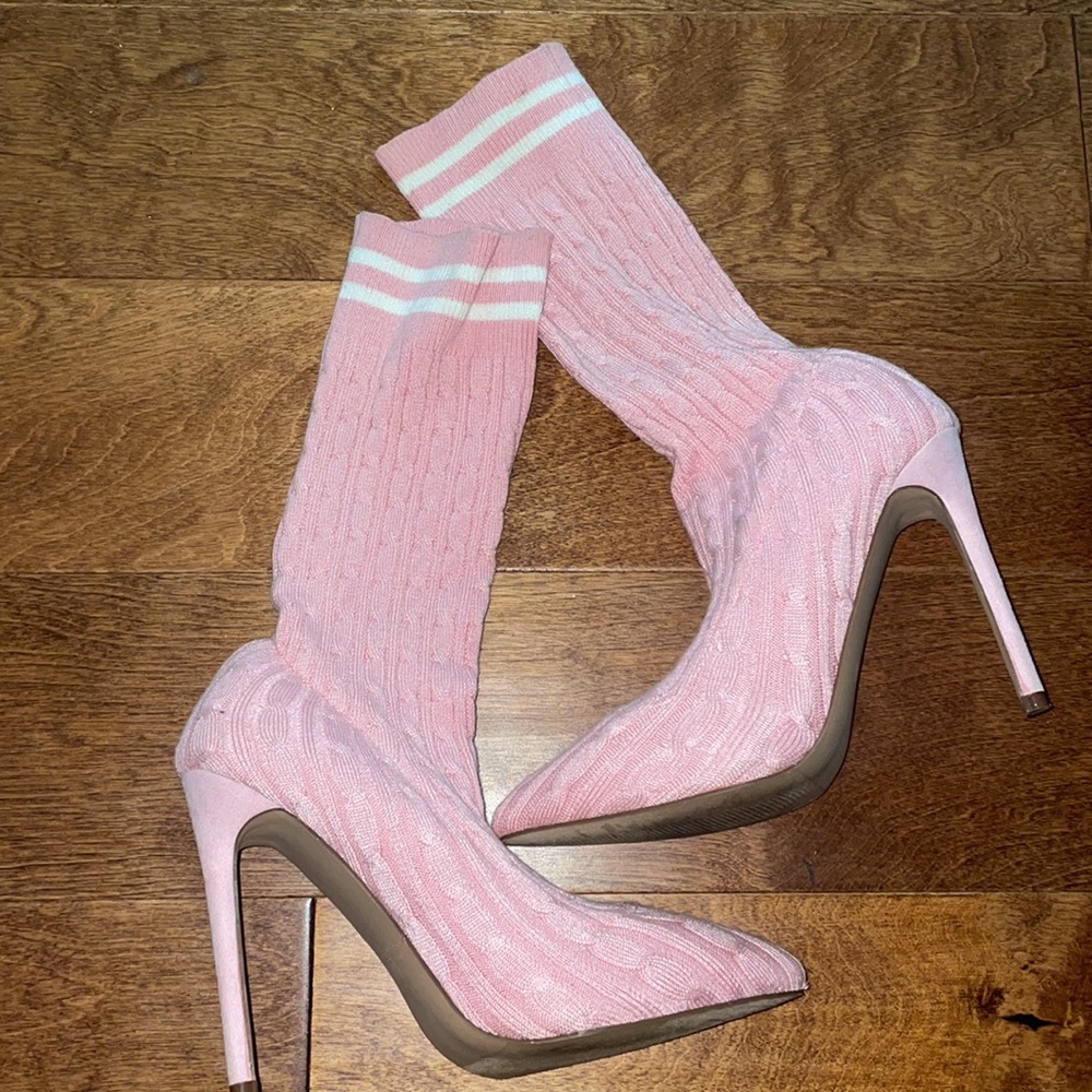 Pink sock heels